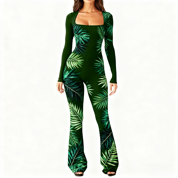 Women's Flare Leg Yoga Jumpsuit - Comfort Shaping Outdoor Wide-Leg Gym Workout Suit Set